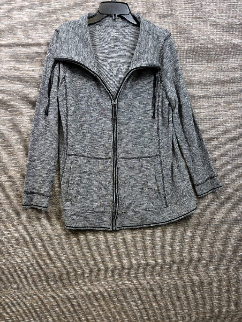 T by Talbots Long Sleeve Full Zip Jacket Womens Size X Gray Athletic 100% Cotton